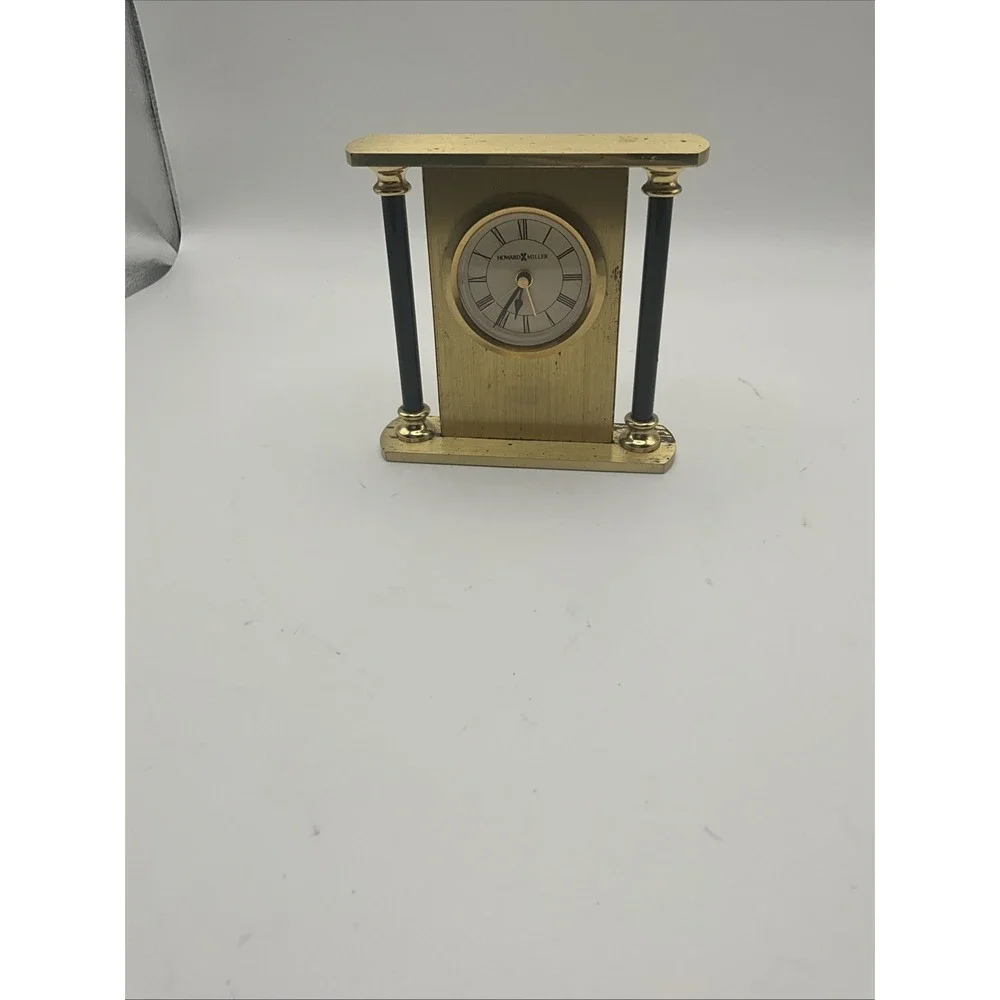 Howard Miller Casey Brass Quartz Desk Alarm Clock Model 613-621 Untested